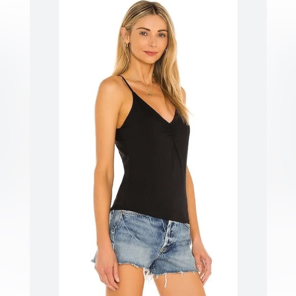 REVOLVE KRISA Ruched Cami Spaghetti Strap Top in Black SZ M $110 MSRP NWT - Picture 2 of 4
